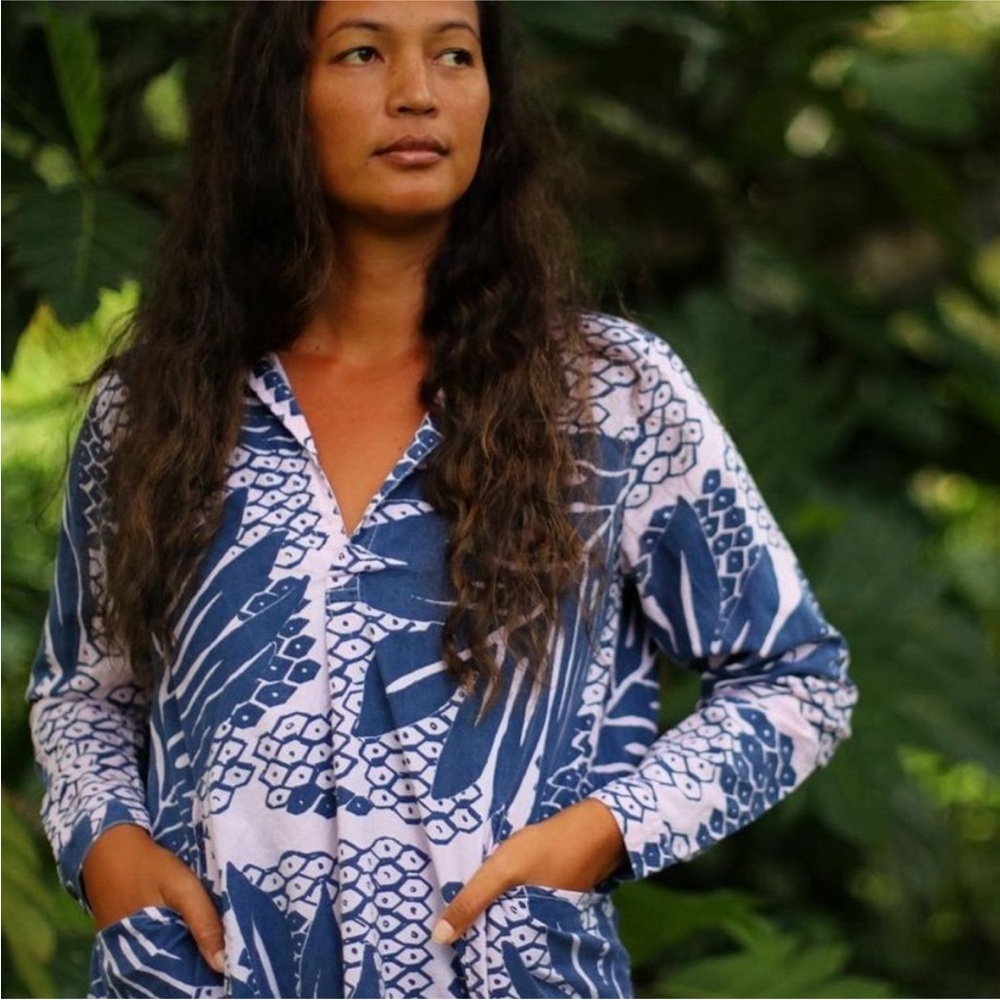 Kealopiko 'Ahukai Shirt Tunic Dress 'Ulu purple blue